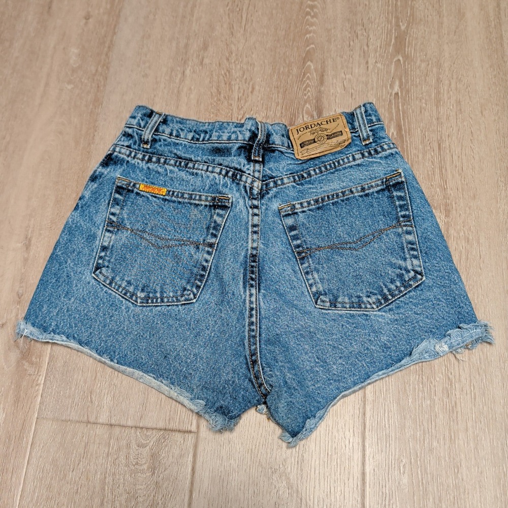 Vintage Jordache High Waisted Denim 3" Shorts Medium Wash Cut Off Blue 9/10 Y2K - Picture 2 of 7
